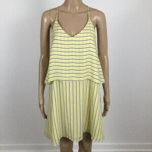 👛 2/$20 DESIGN LAB Spaghetti Strap Lined Sundress, Yellow Black White Stripes